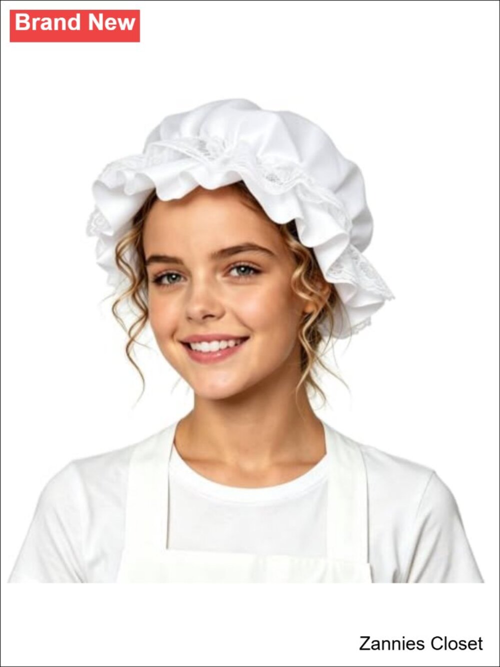 👻 Colonial Maid Mop Cap Bonnet White Lace Halloween Costume Hat Women